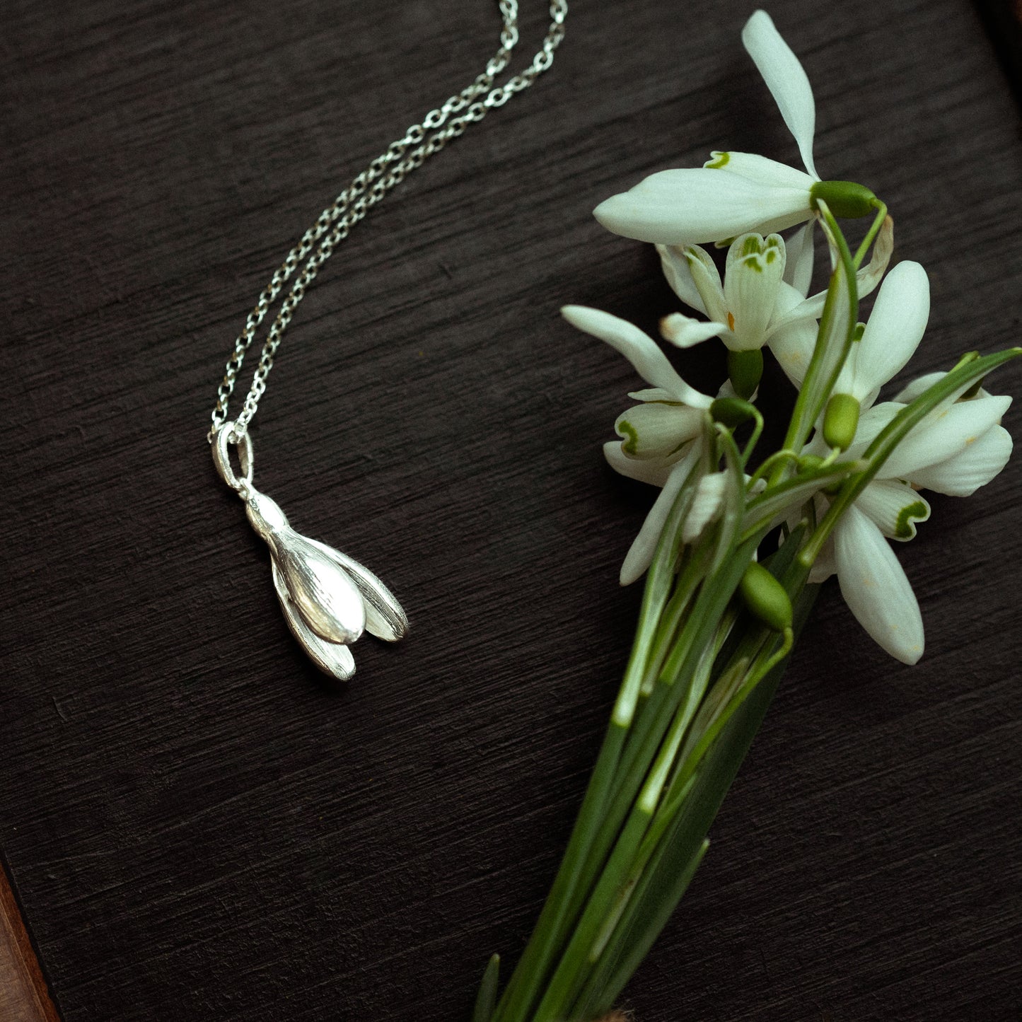 Silver Snowdrop Necklace
