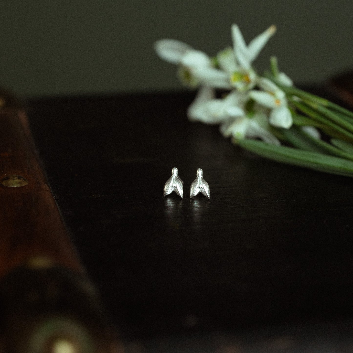 Silver Snowdrop Stud Earrings