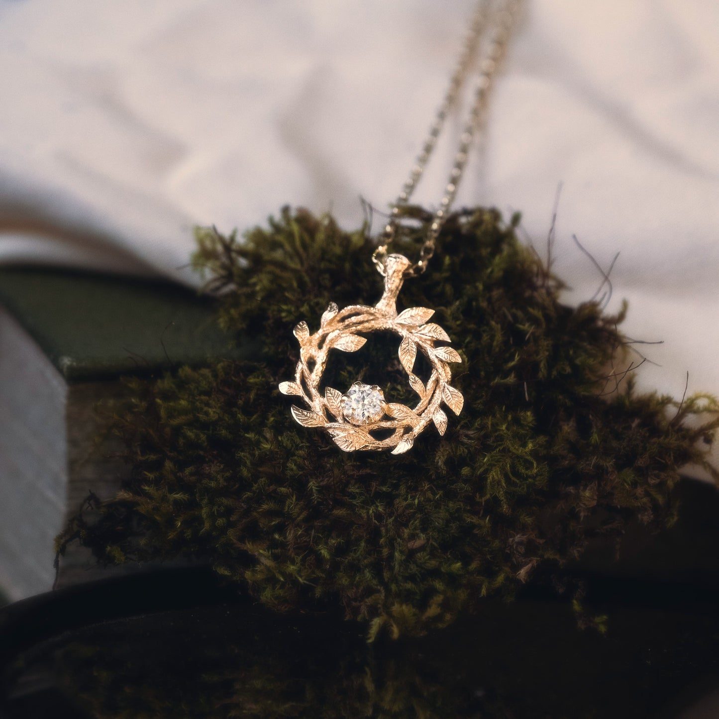 Gold Gaia Pendant Necklace with Moissanite