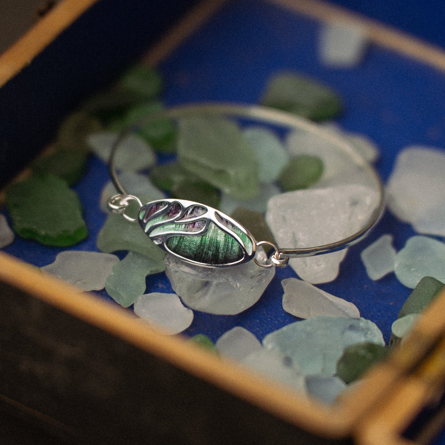 Aurora Enamelled Sterling Silver Bangle