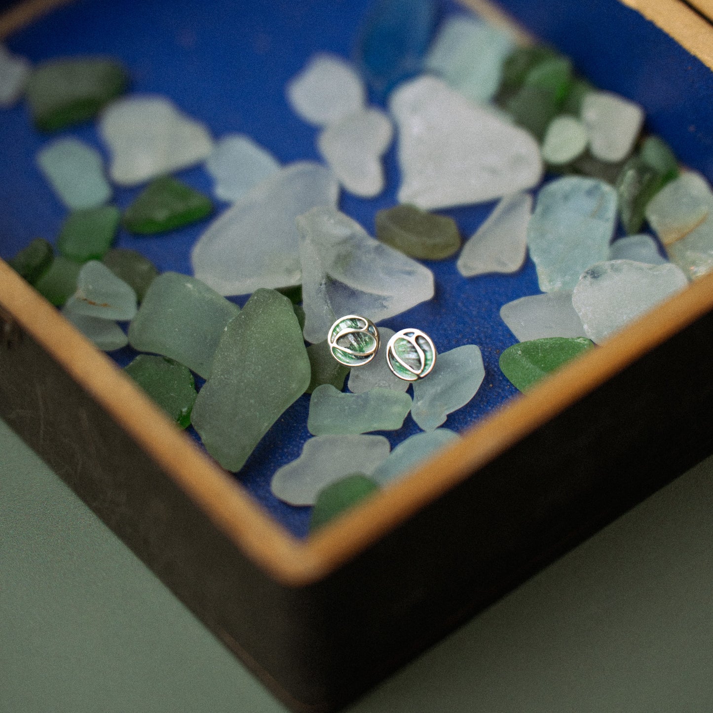 Aurora Sterling Silver Enamelled Stud Earrings