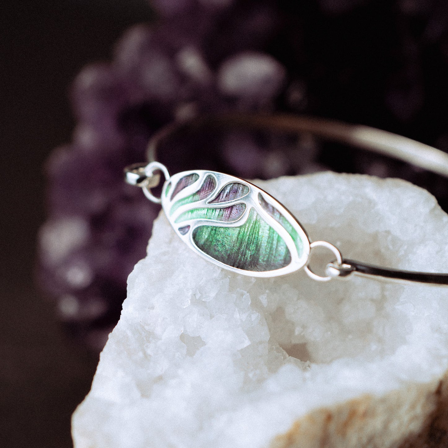 Aurora Enamelled Sterling Silver Bangle