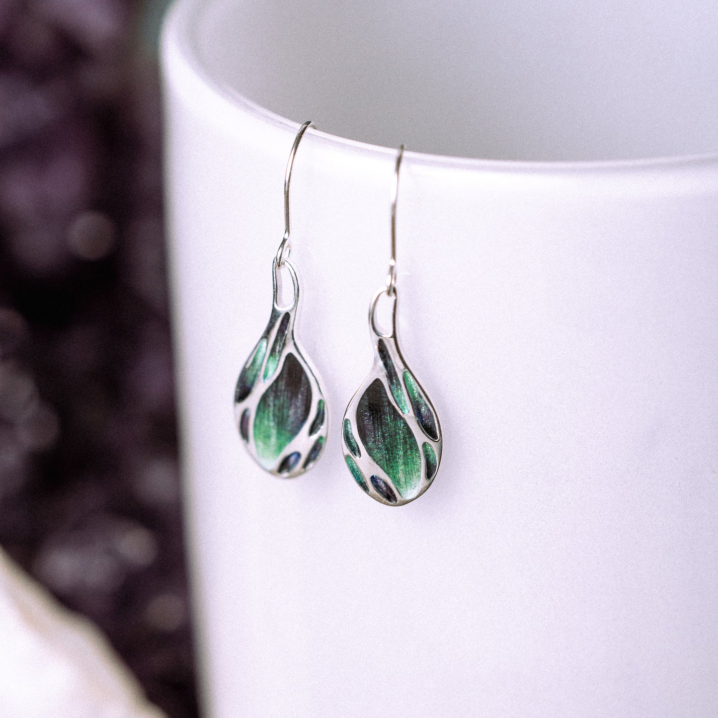 Aurora Enamelled Sterling Silver Earrings