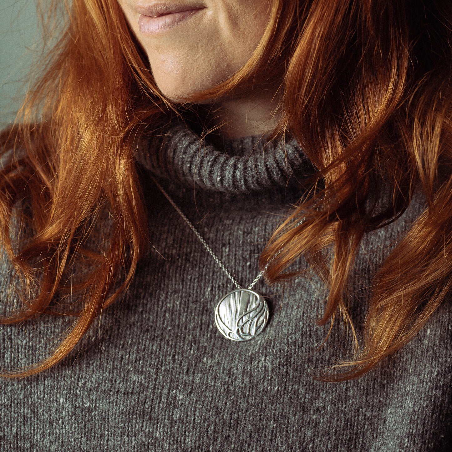 Sterling Silver Aurora Large Pendant Necklace