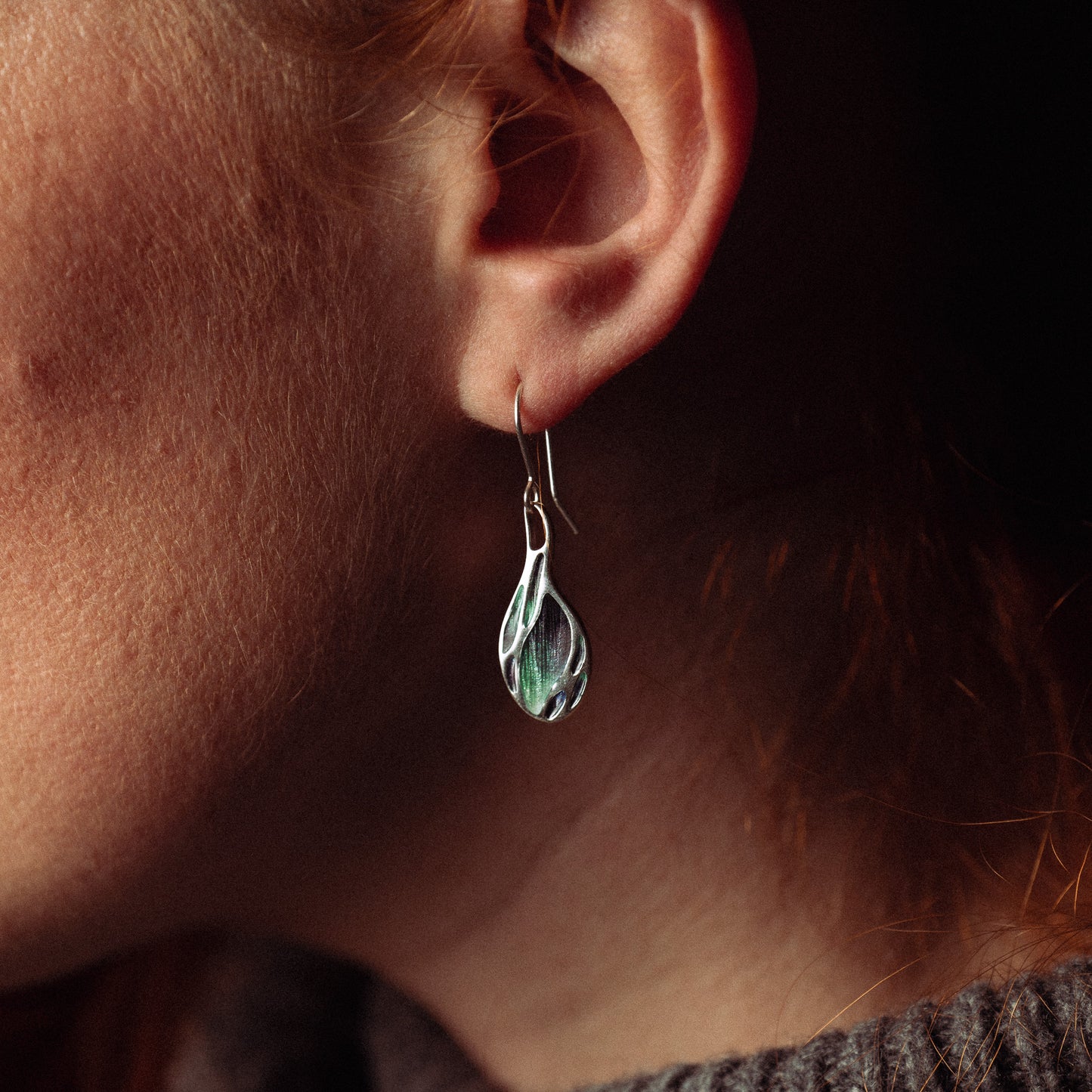 Aurora Enamelled Sterling Silver Earrings