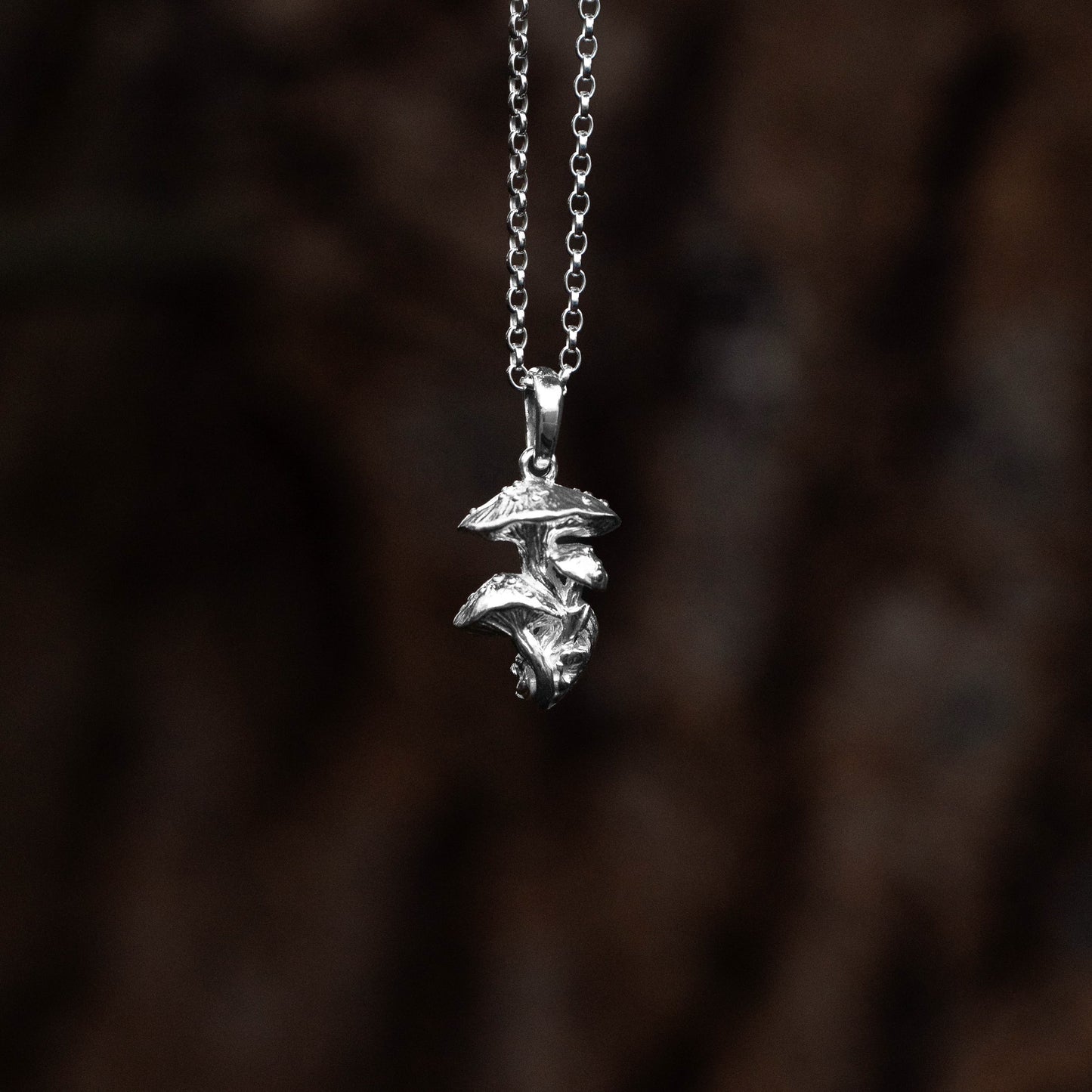 Toadstool Cluster Silver Pendant Necklace