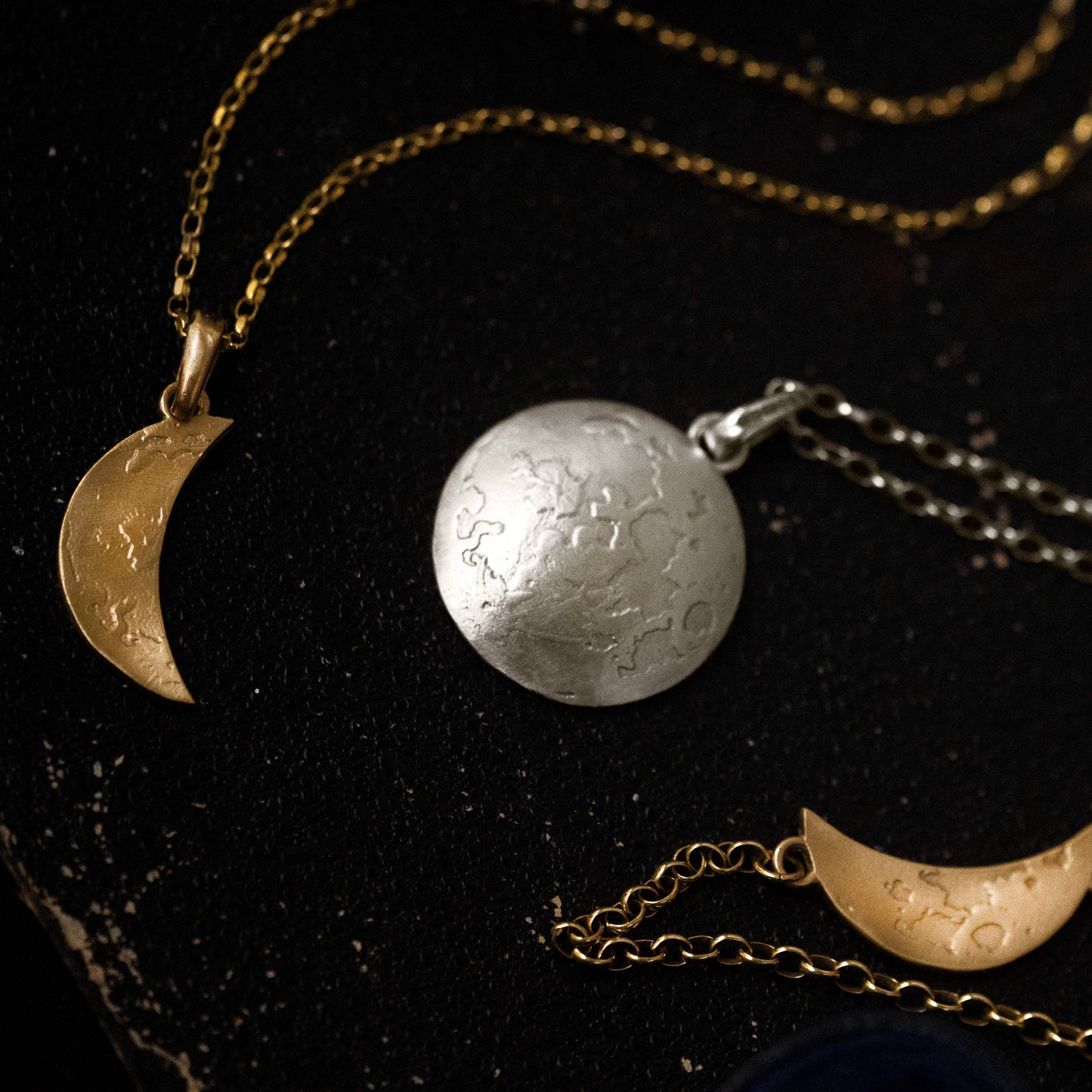 White Gold Full Moon Pendant Necklace