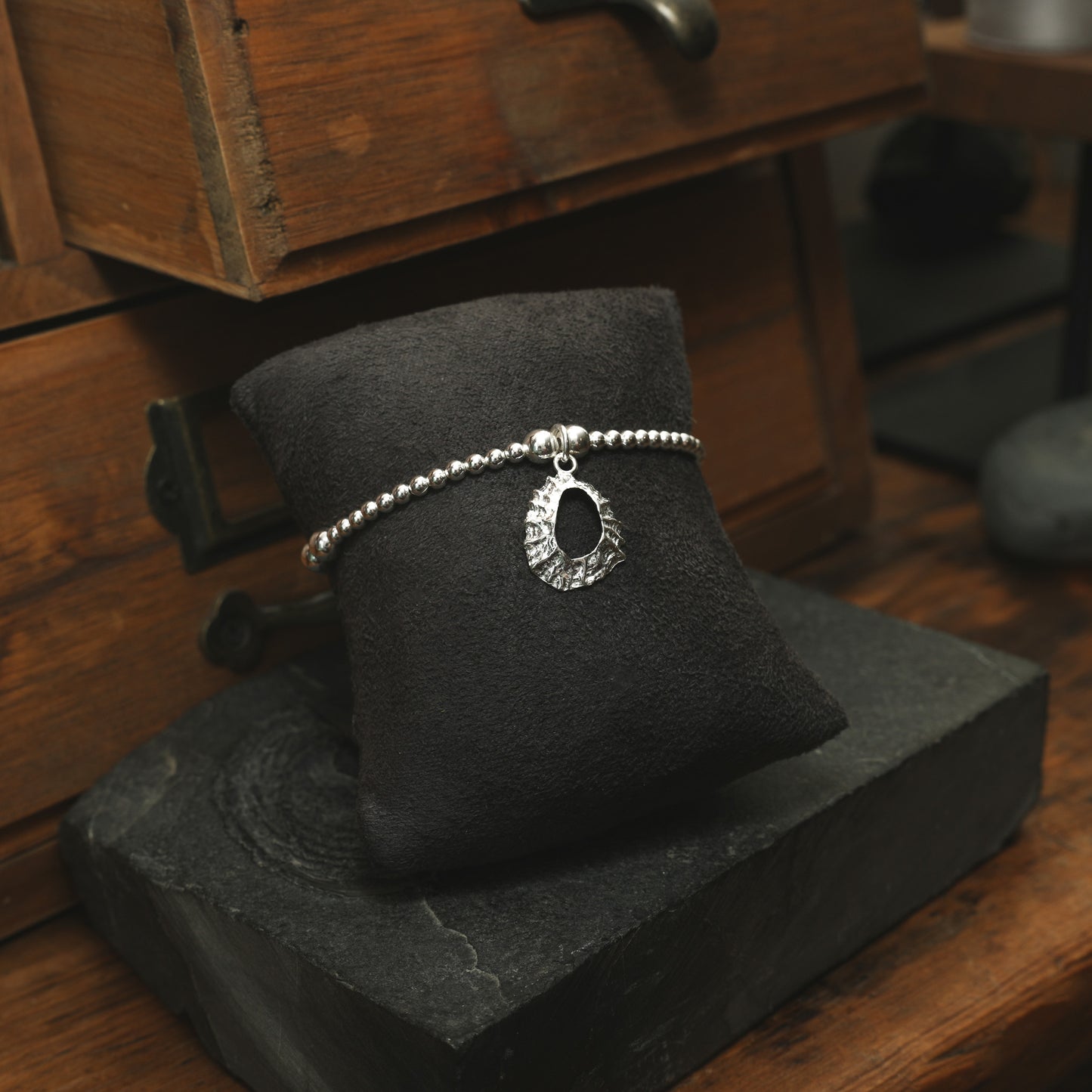 Limpet Charm Stretchy Sterling Silver Bracelet