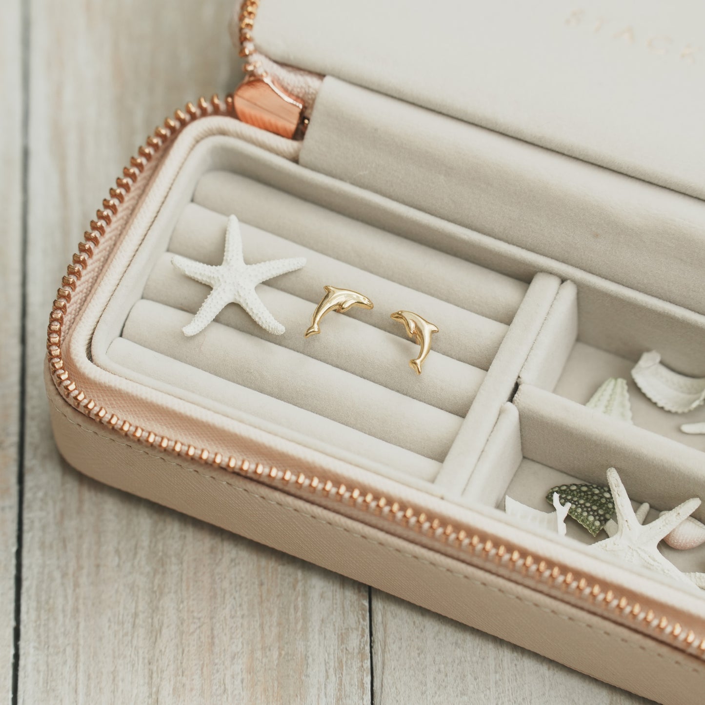 Gold Dolphin Stud Earrings