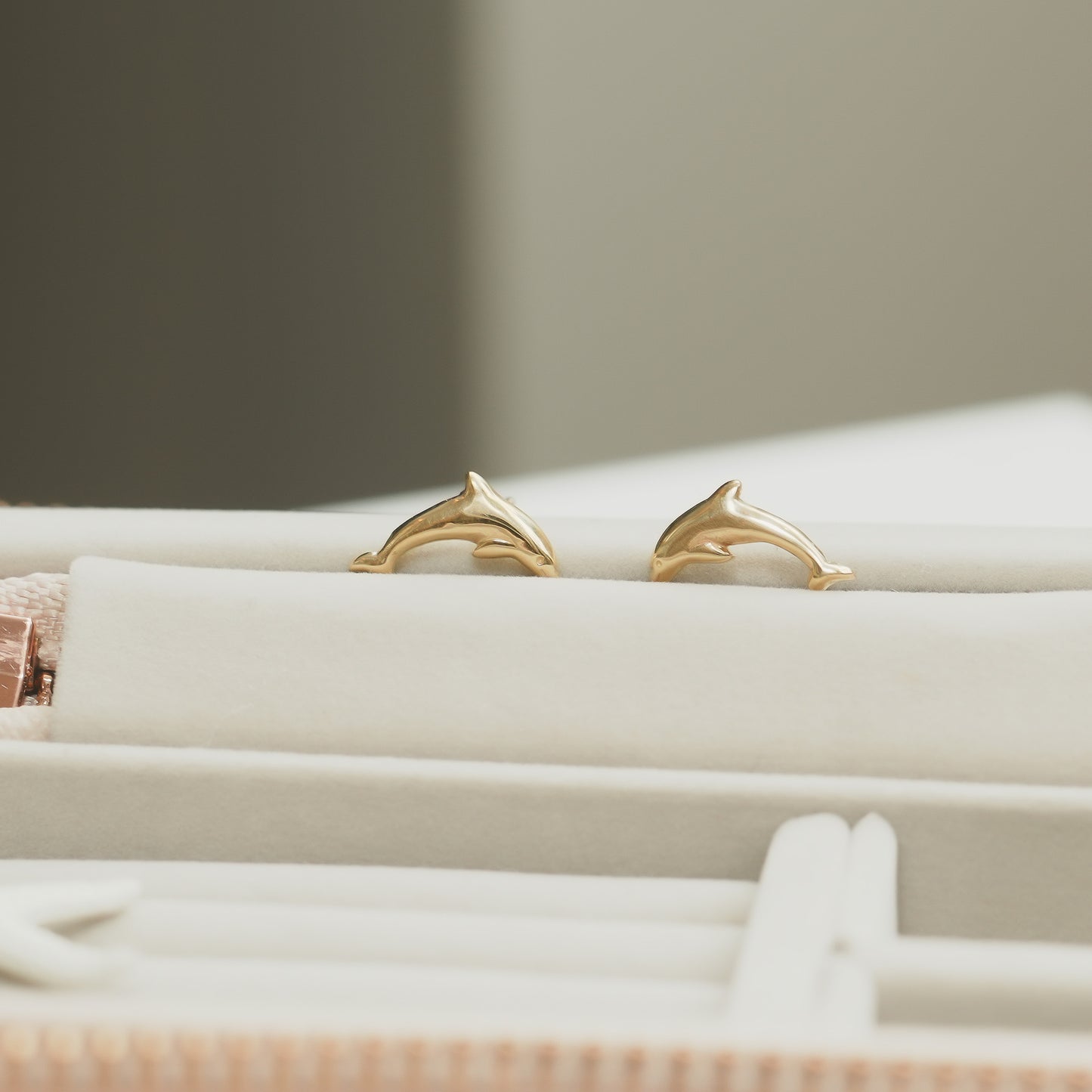 Gold Dolphin Stud Earrings