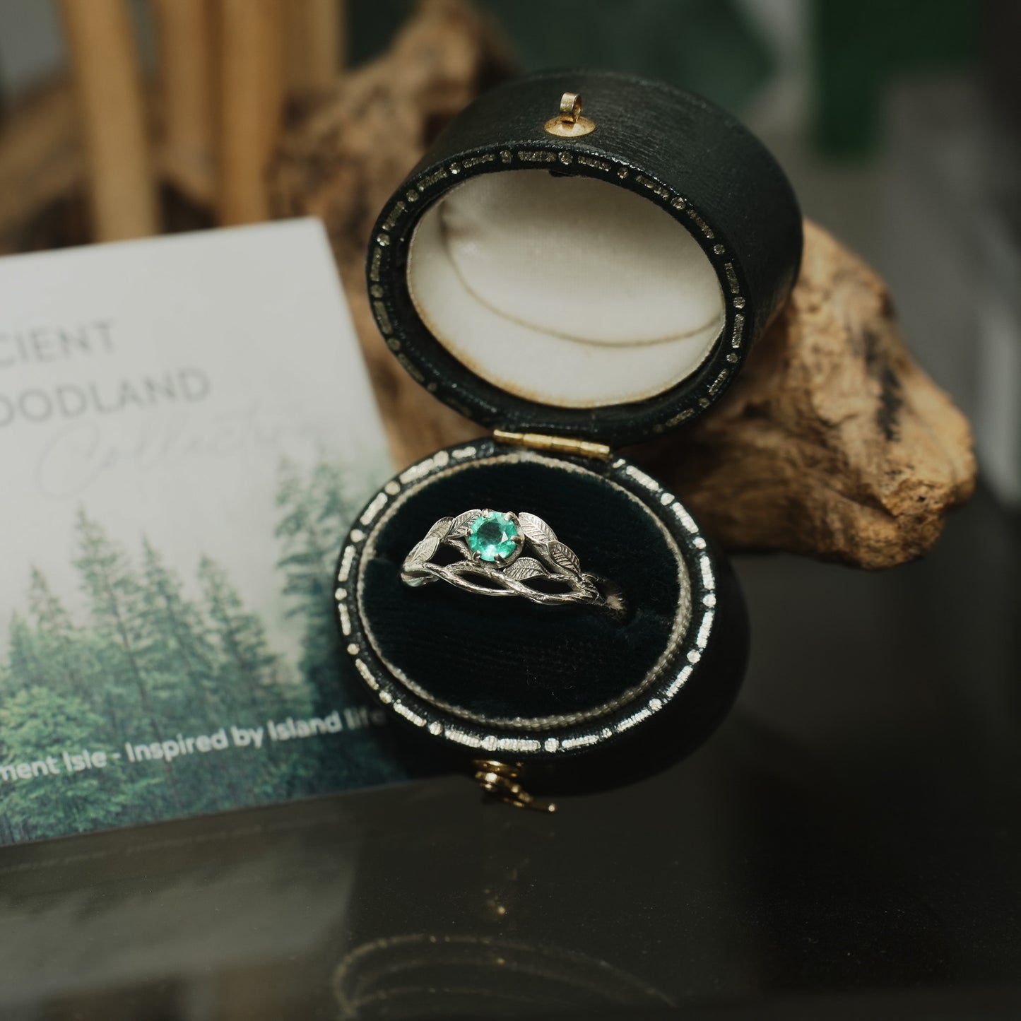 White Gold Gaia Ring with Emerald