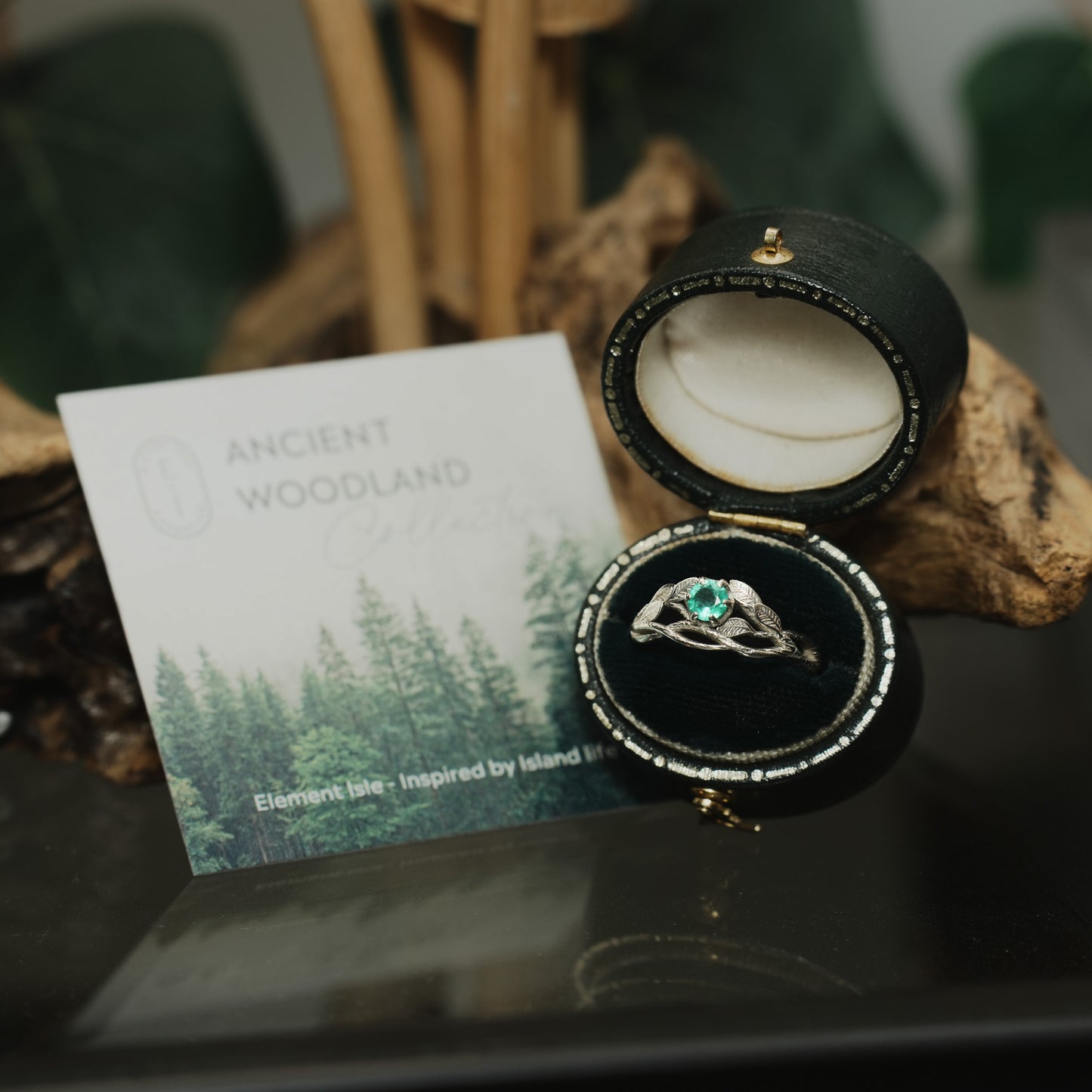 White Gold Gaia Ring with Emerald
