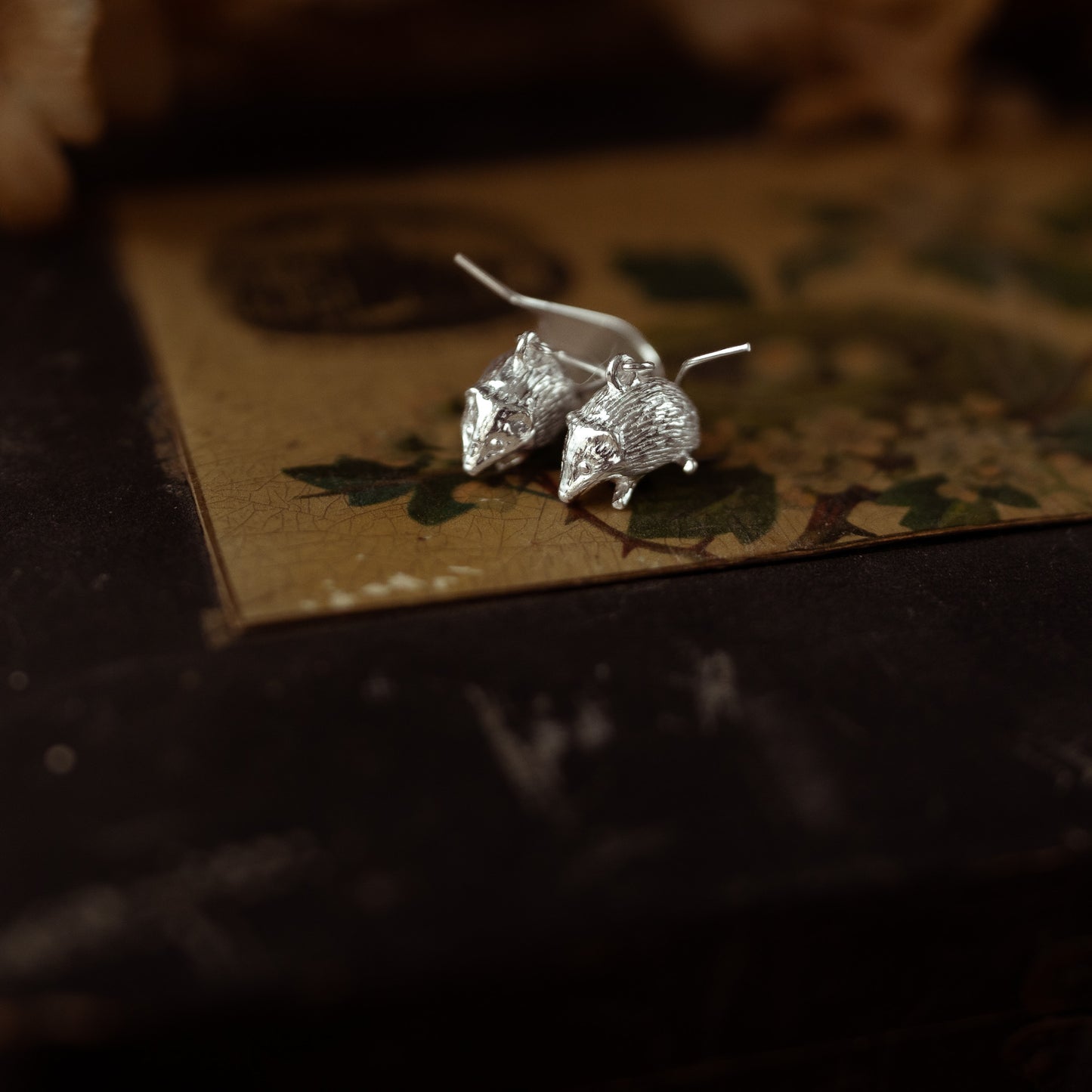 Hedgehog Silver Dangle Earrings