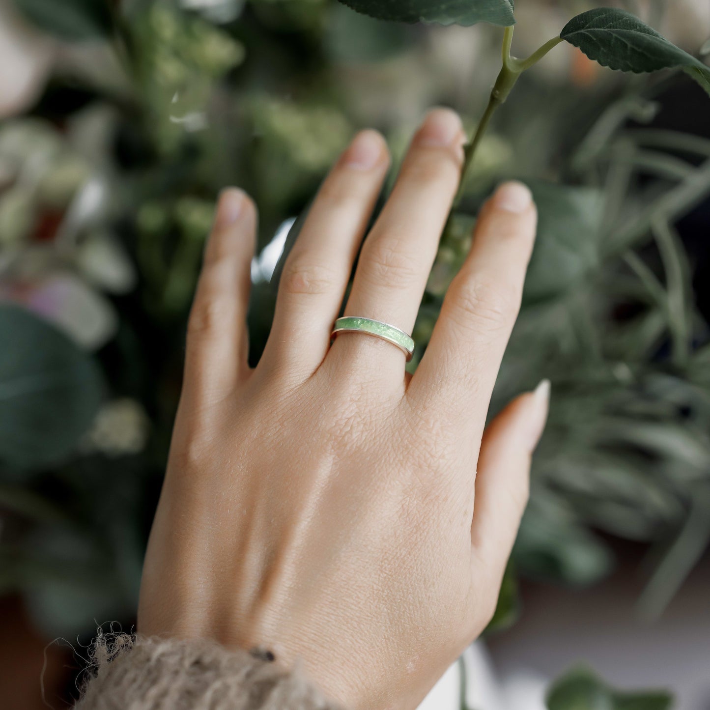 Eostre - Bifröst Silver Enamel Ring (Lime Green)