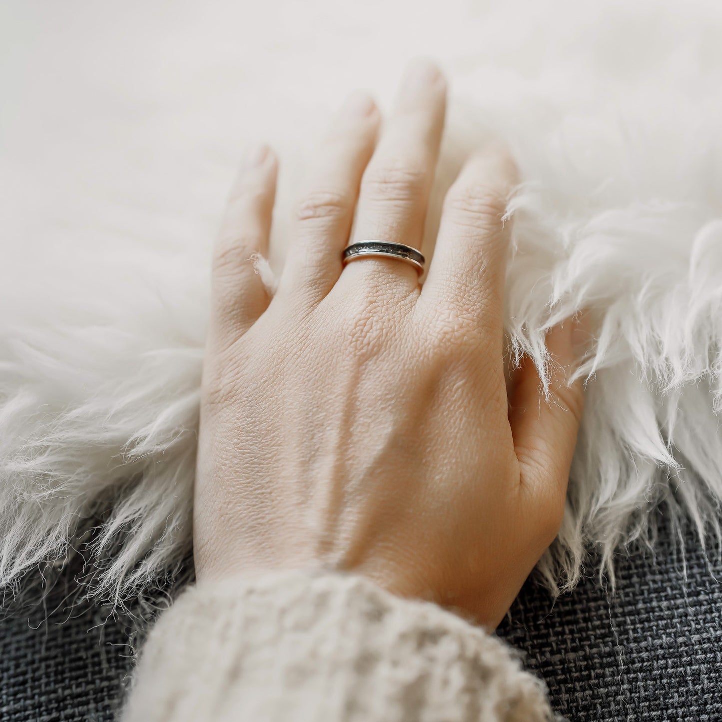 Odin - Bifröst Silver Enamel Ring (Charcoal Grey)