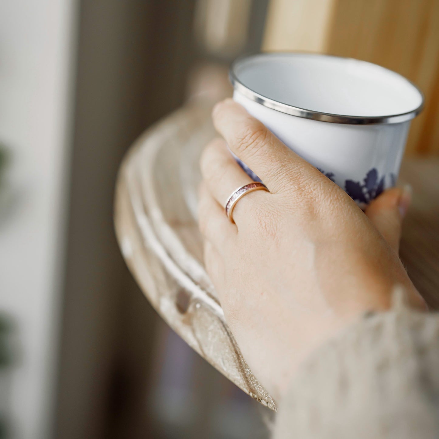 Freyja - Bifröst Silver Enamel Ring (Deep Rose Pink)