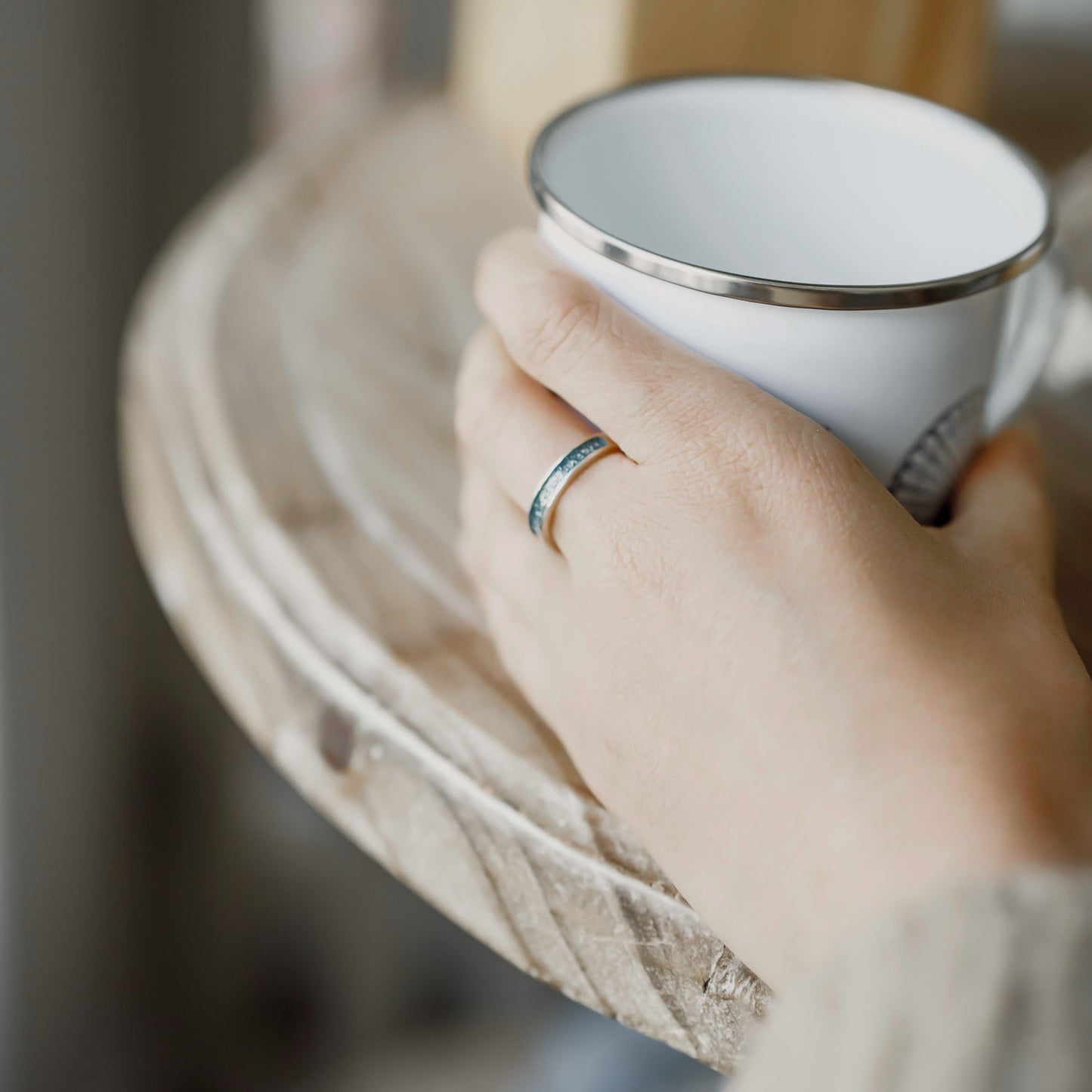 Skadi - Bifröst Silver Enamel Ring (Storm Blue)
