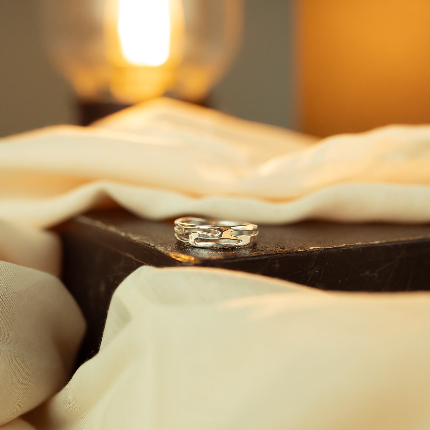 Gold Narrow Strata Ring - Yellow, Rose or White Gold