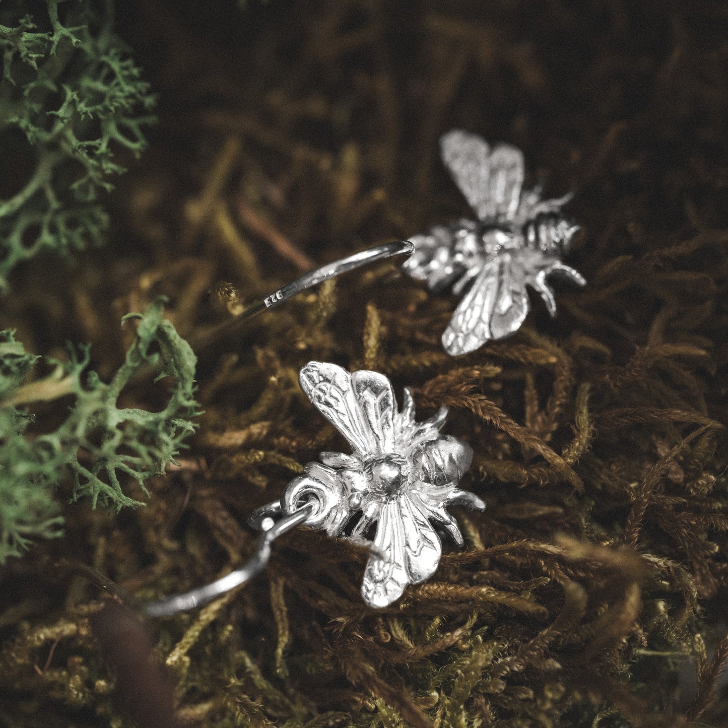 Sterling Silver Honey Bee Dangle Earrings