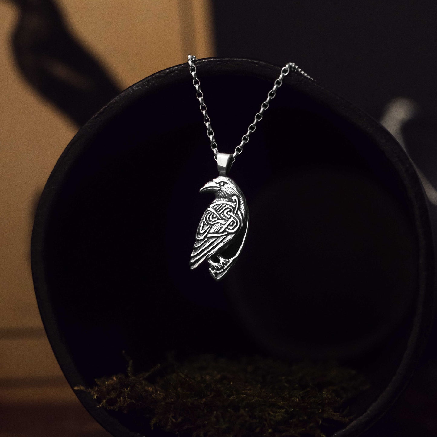 Odin's Raven Sterling Silver Pendant Necklace