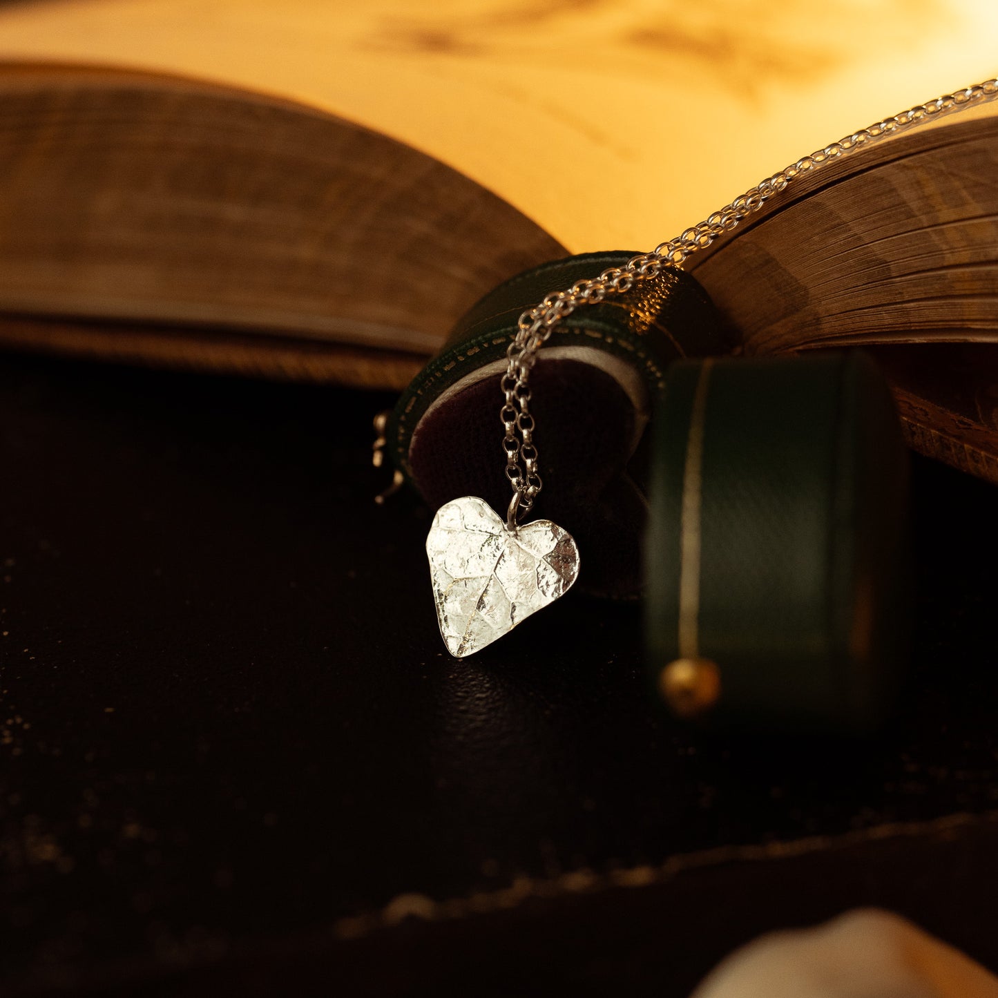 Silver Ivy Leaf Heart Necklace