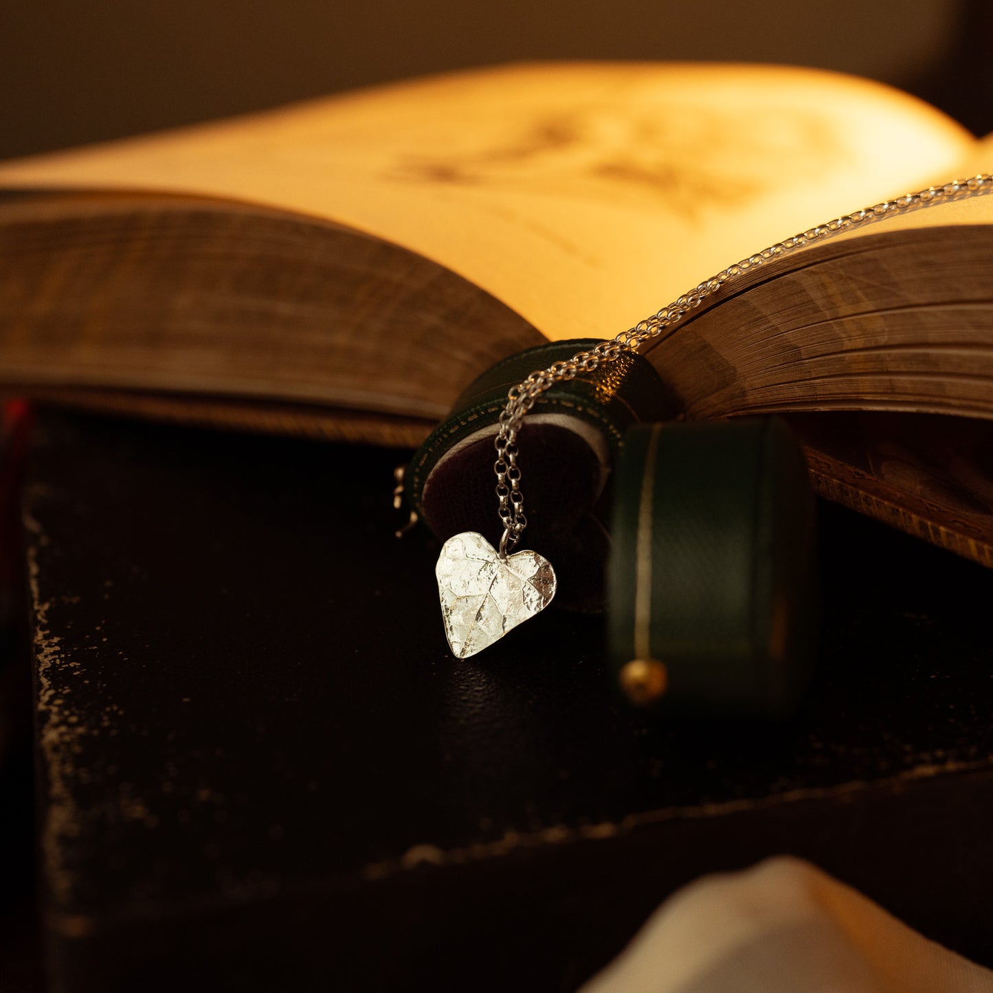 Silver Ivy Leaf Heart Necklace