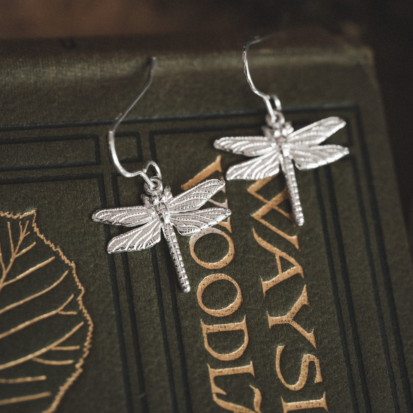 Sterling Silver Dragonfly Dangle Earrings