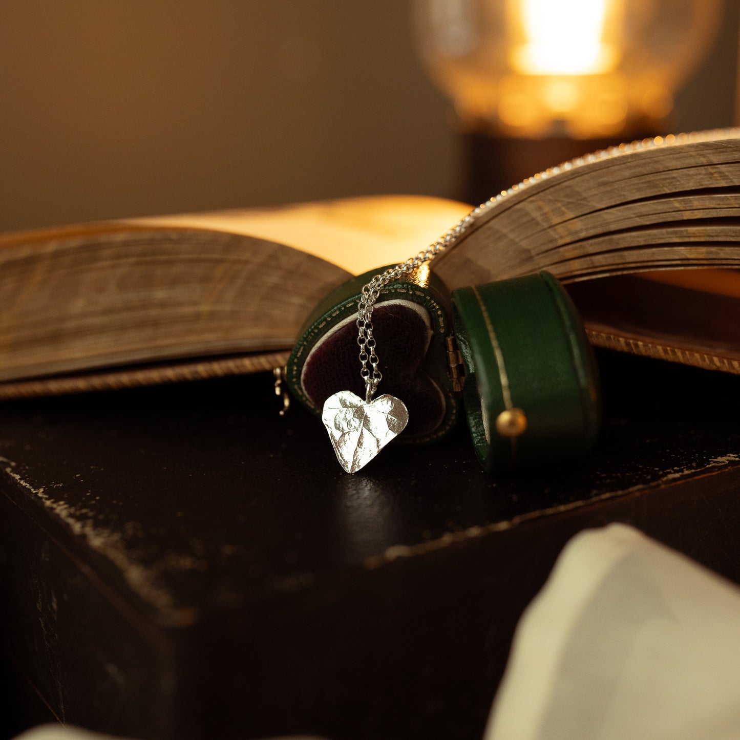 Silver Ivy Leaf Heart Necklace