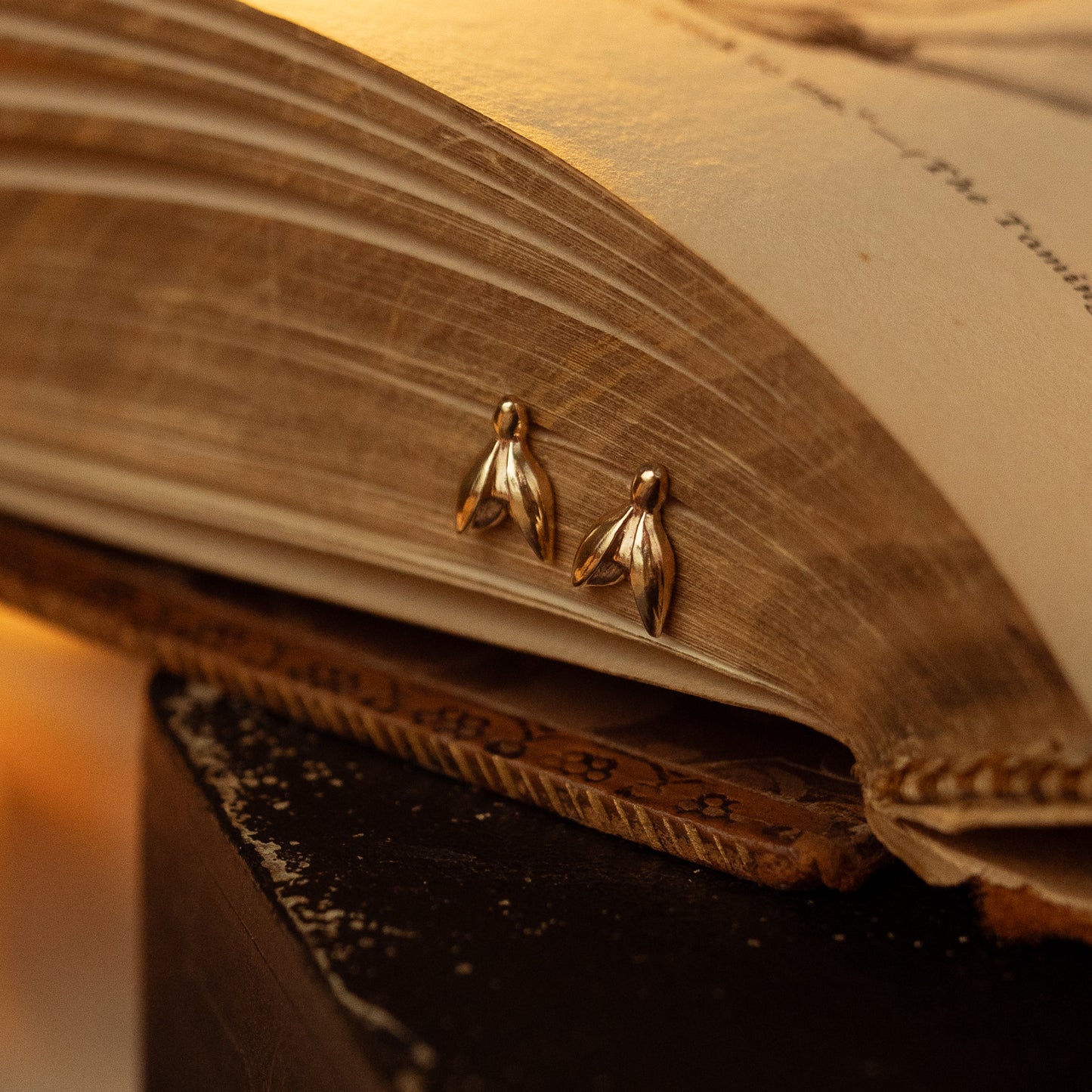 Gold Snowdrop Stud Earrings