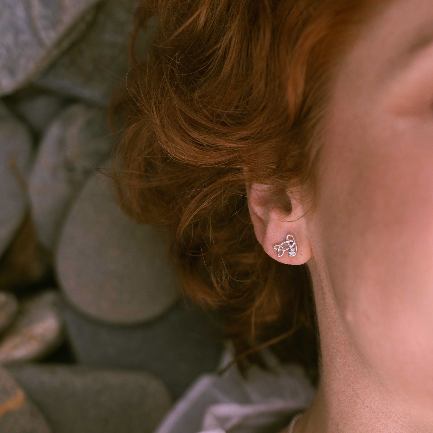 Sandulf's Cross Silver Knot Stud Earrings