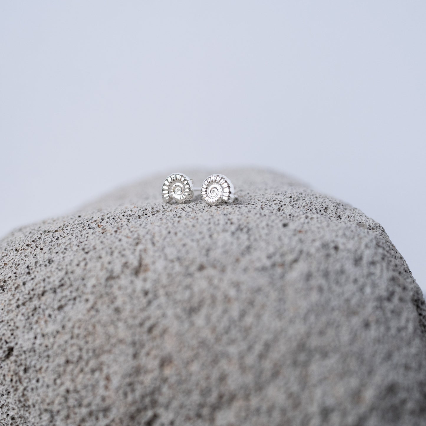 Sterling Silver Ammonite Fossil Stud Earrings