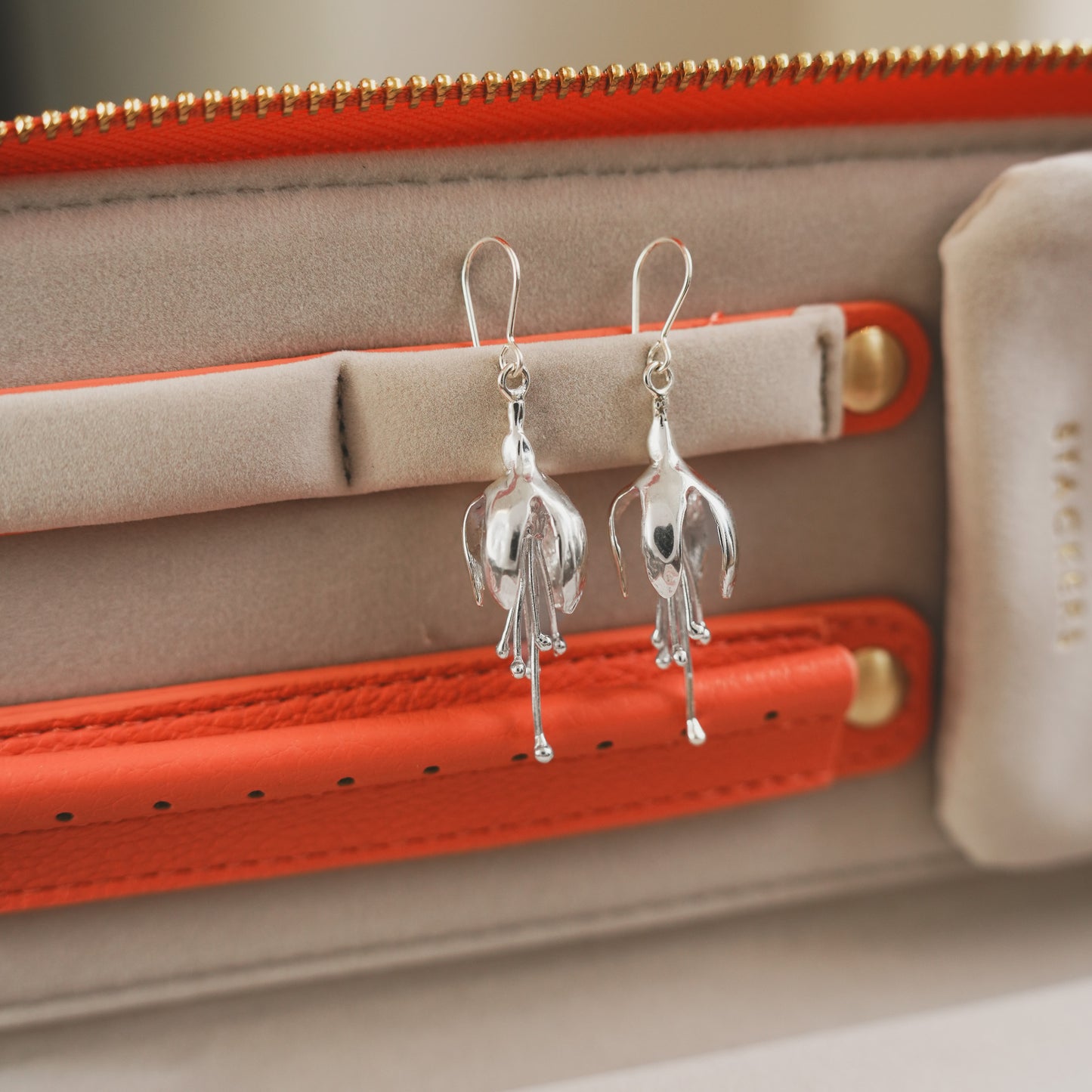 Sterling Silver Fuchsia Flower Earrings