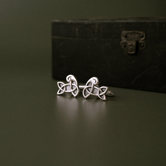 Sandulf's Cross Silver Knotwork Cufflinks