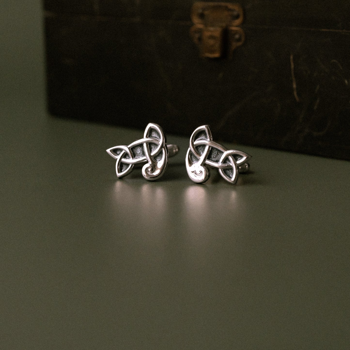Sandulf's Cross Enamelled Silver Knot Cufflinks