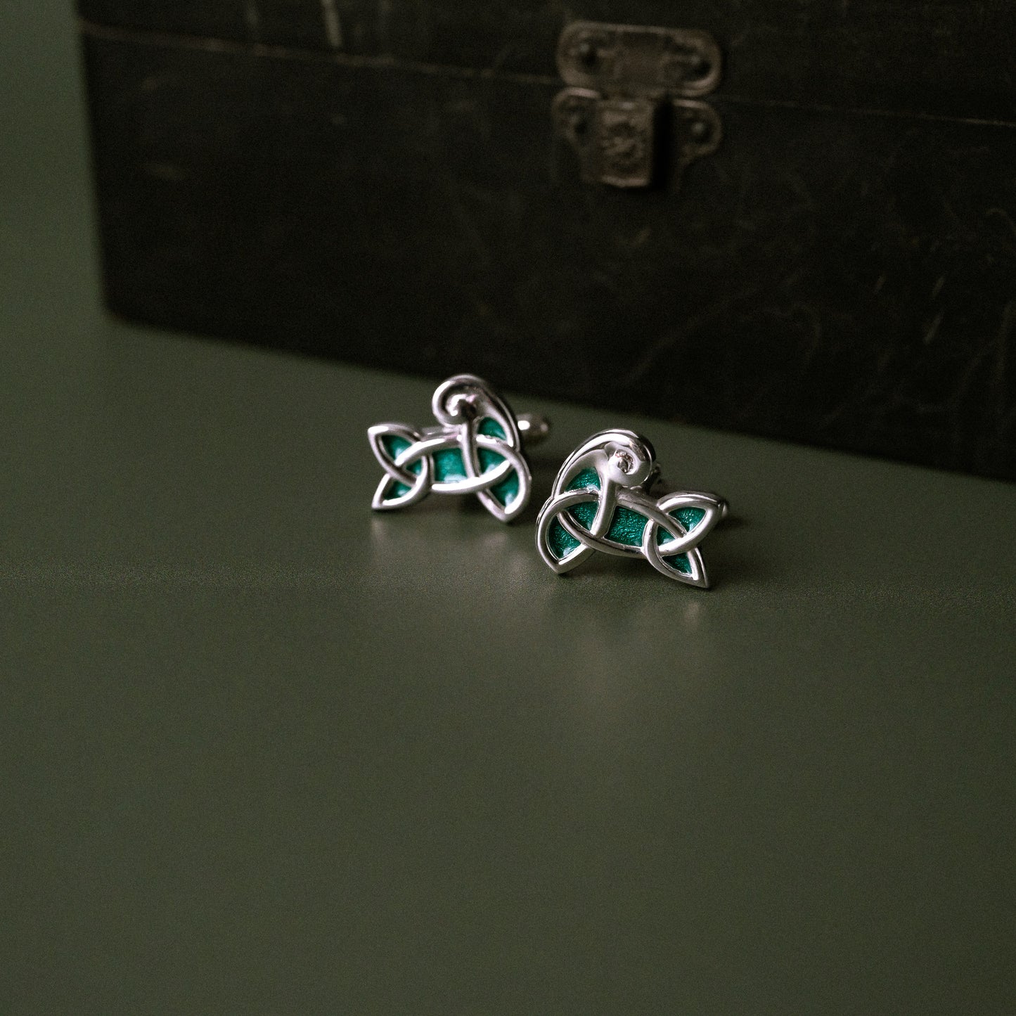 Sandulf's Cross Enamelled Silver Knot Cufflinks