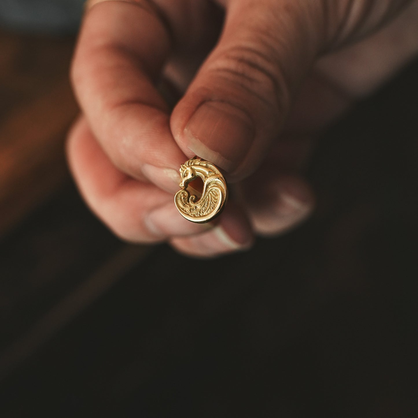 Gold Glashtyn (Water Horse) Stud Earrings