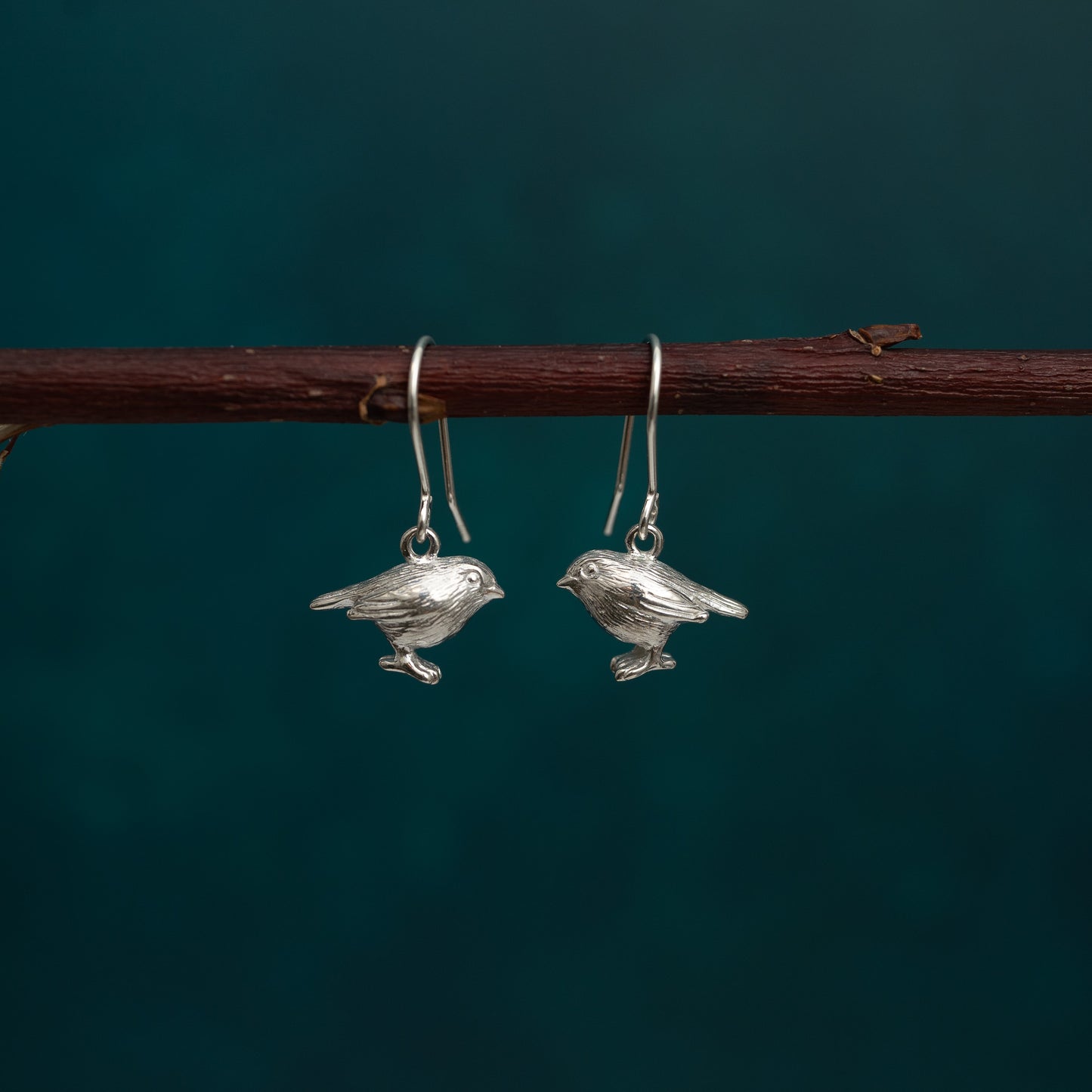 Silver Robin Dangle Earrings