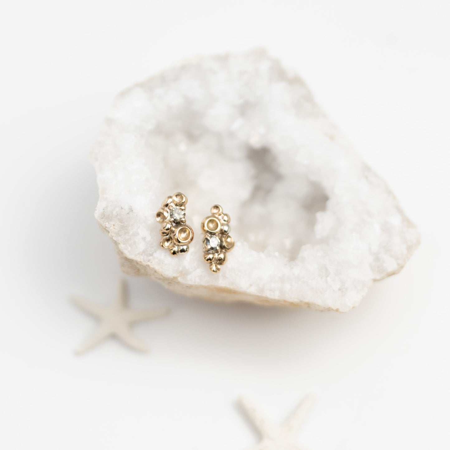 Barnacle Gold Salt and Pepper Diamond Earrings