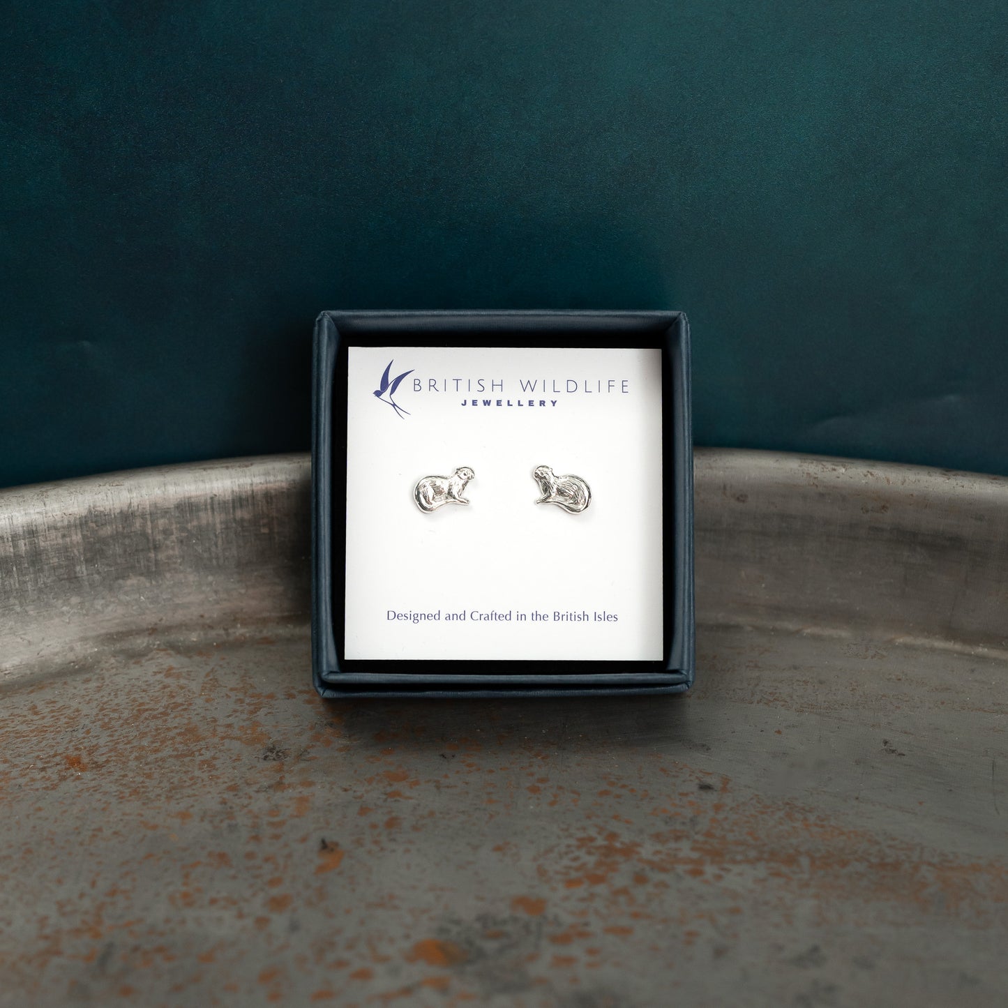Silver Otter Stud Earrings
