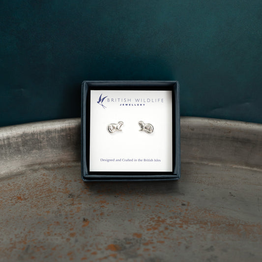 Silver Otter Stud Earrings