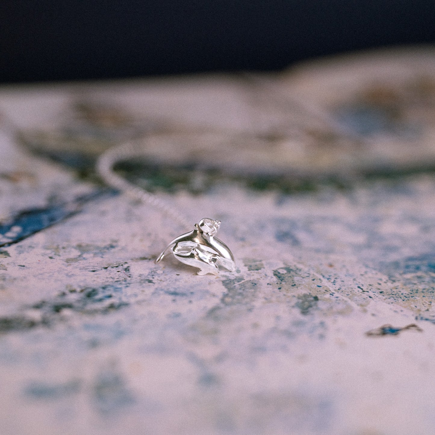 'Moonlight and Starlight' Bottlenose Dolphin Silver Pendant Necklace