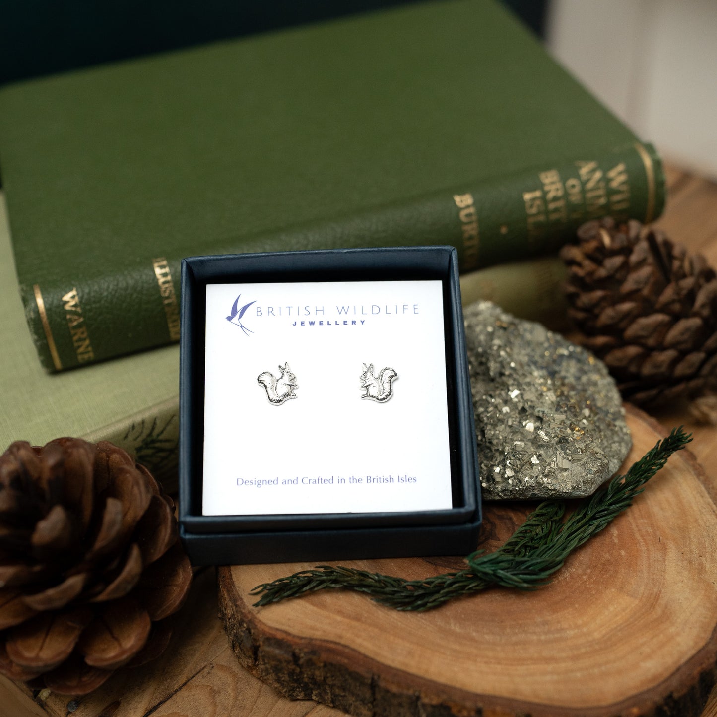 Red Squirrel Silver Stud Earrings