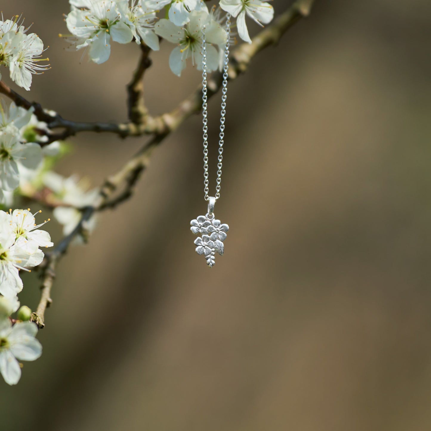 Forget Me Not Cluster Pendant Necklace