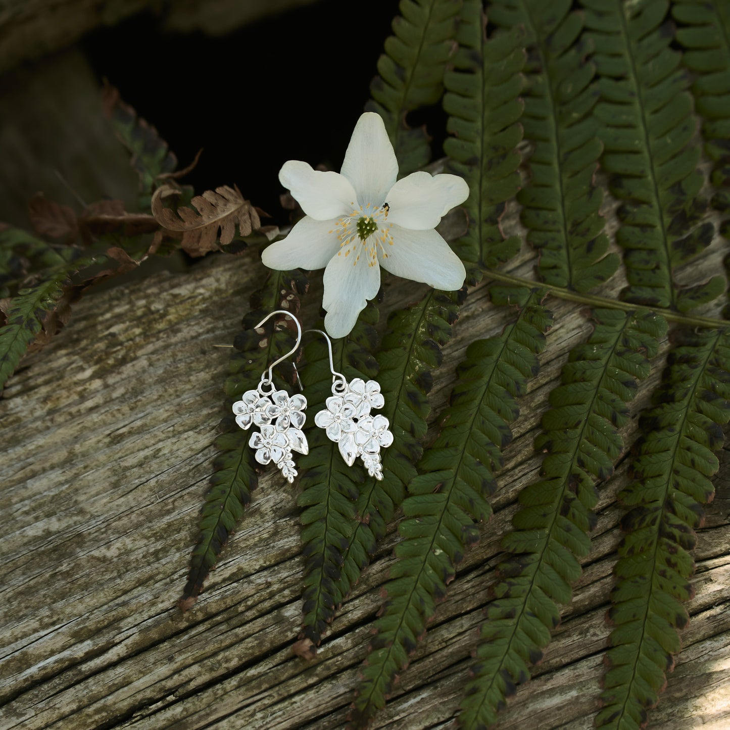 Forget Me Not Cluster Dangle Earrings