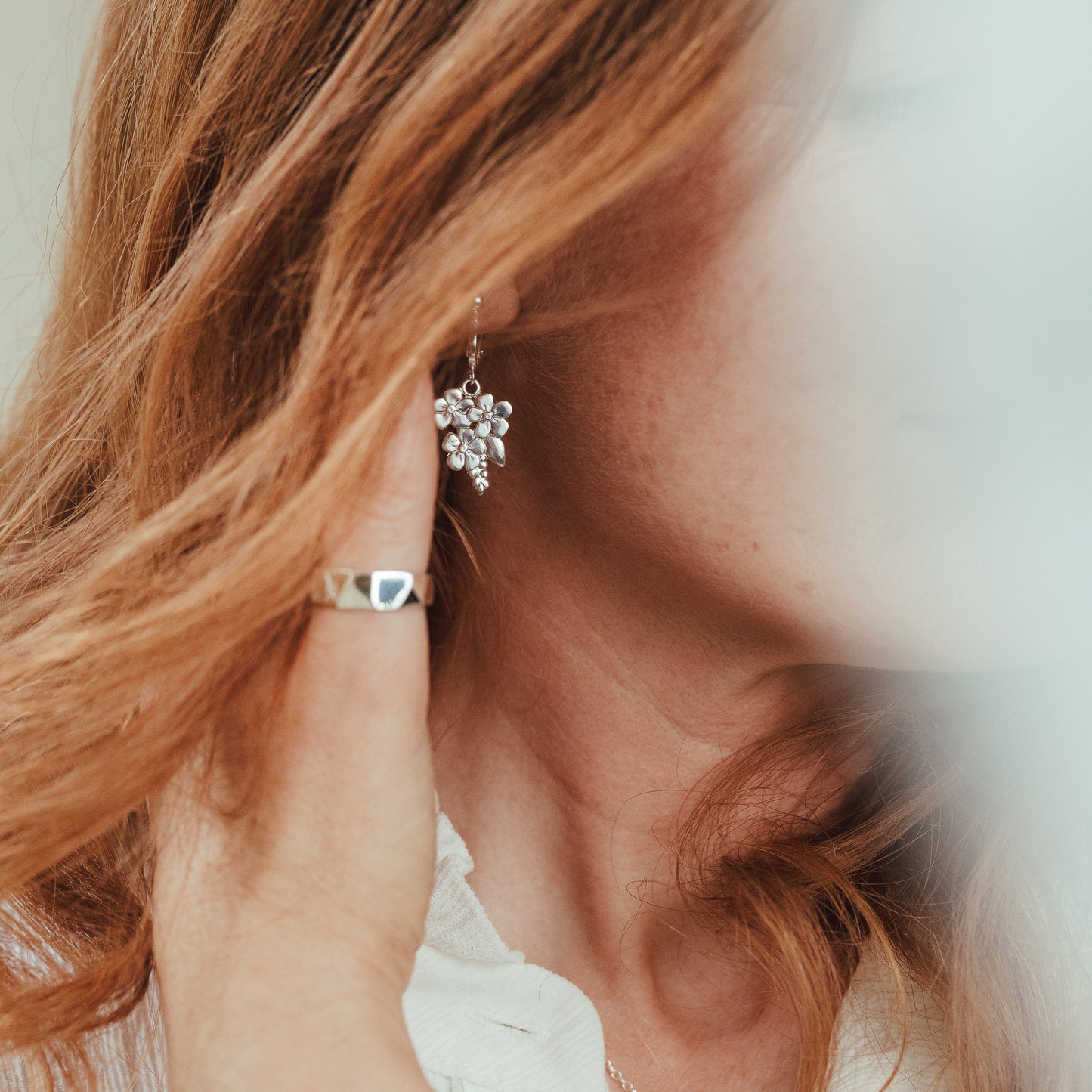 Forget Me Not Cluster Dangle Earrings