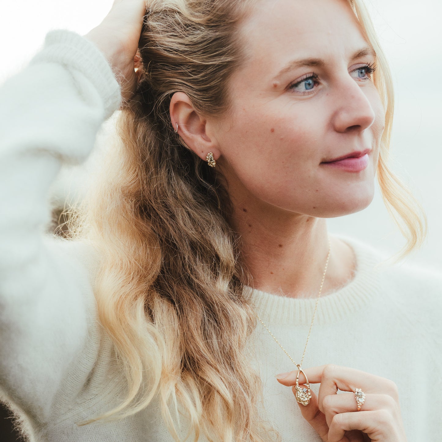Barnacle Gold Salt and Pepper Diamond Earrings