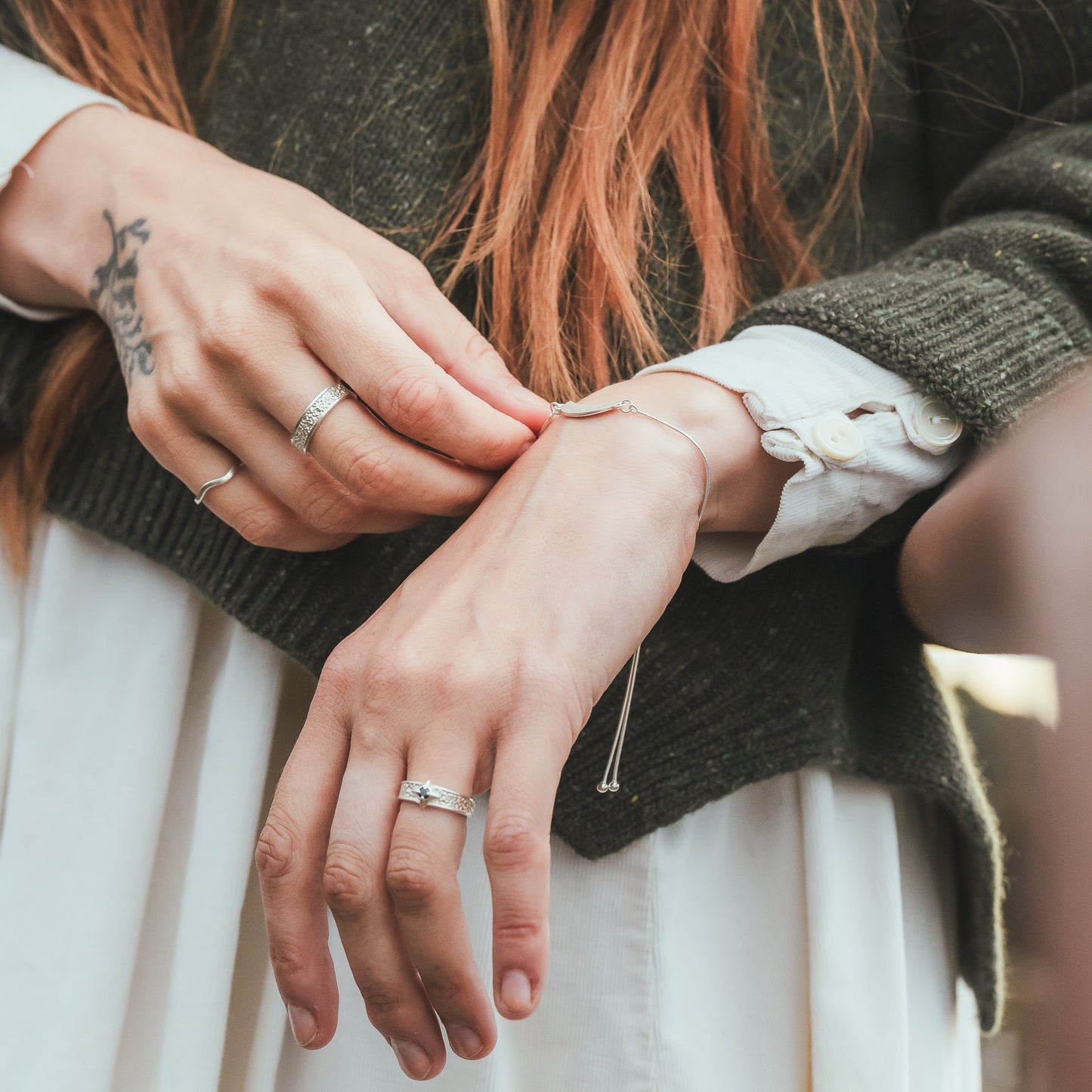 Crescent Moon Adjustable Slip Bracelet