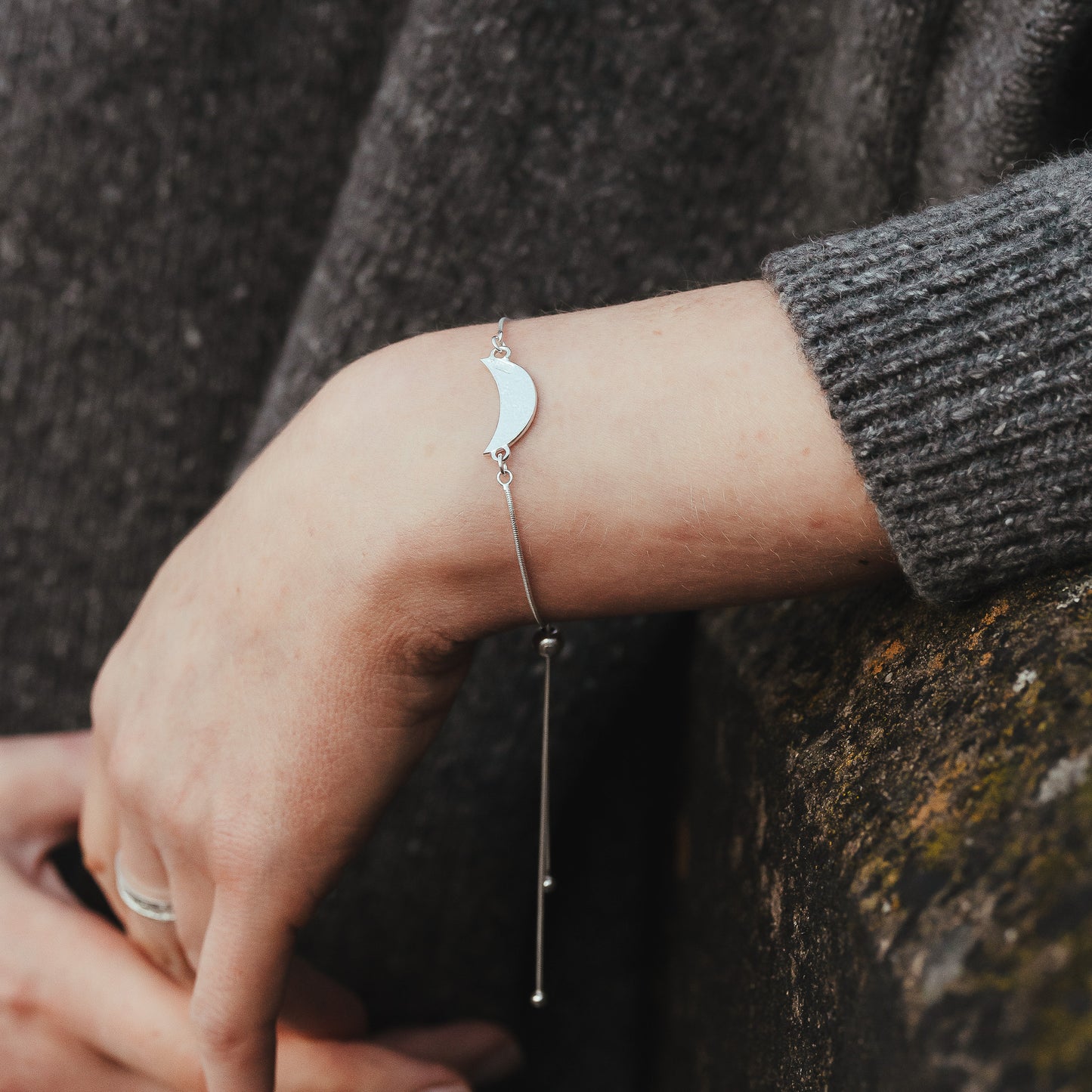 Crescent Moon Adjustable Slip Bracelet