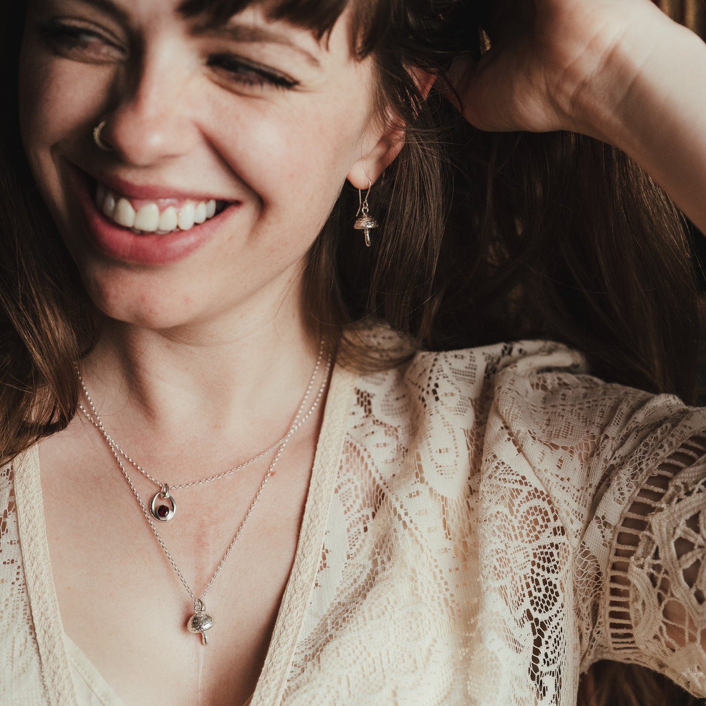 Sterling Silver Fly Agaric Mushroom Necklace