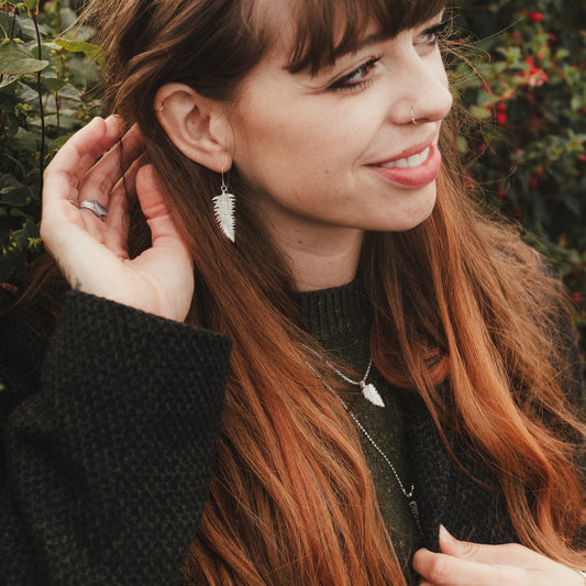 Large Sterling Silver Fern Earrings